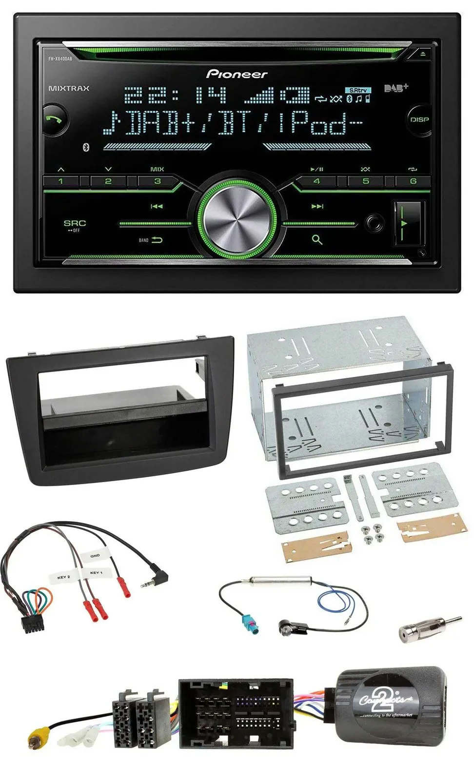 Автомагнитола для Alfa Romeo Mito (2014–2018) Pioneer 2DIN, DAB, Bluetooth, USB, CD, черная