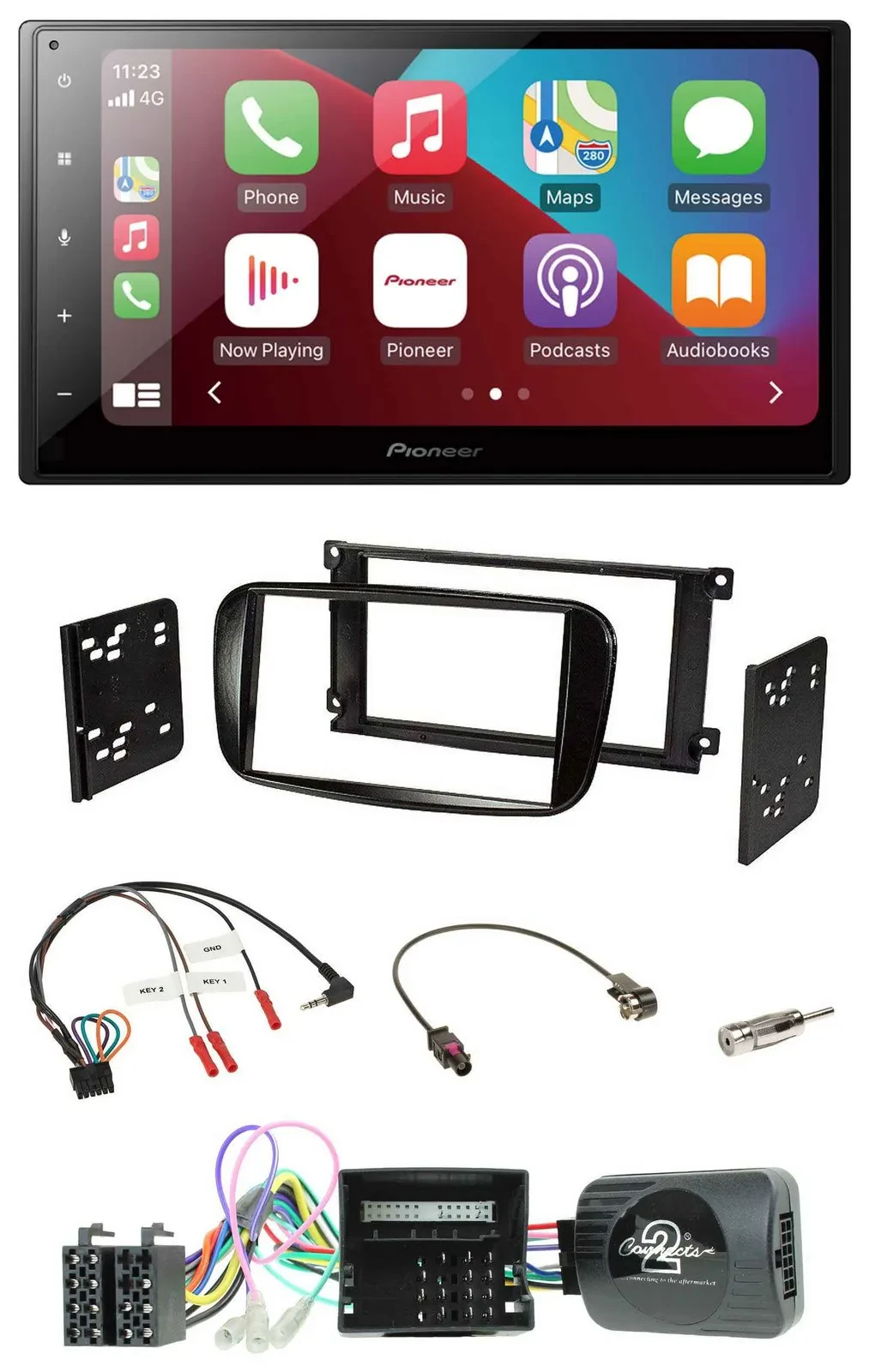 Pioneer USB Lenkrad DAB 2DIN Bluetooth Autoradio für Ford Mondeo S-Max glänzend