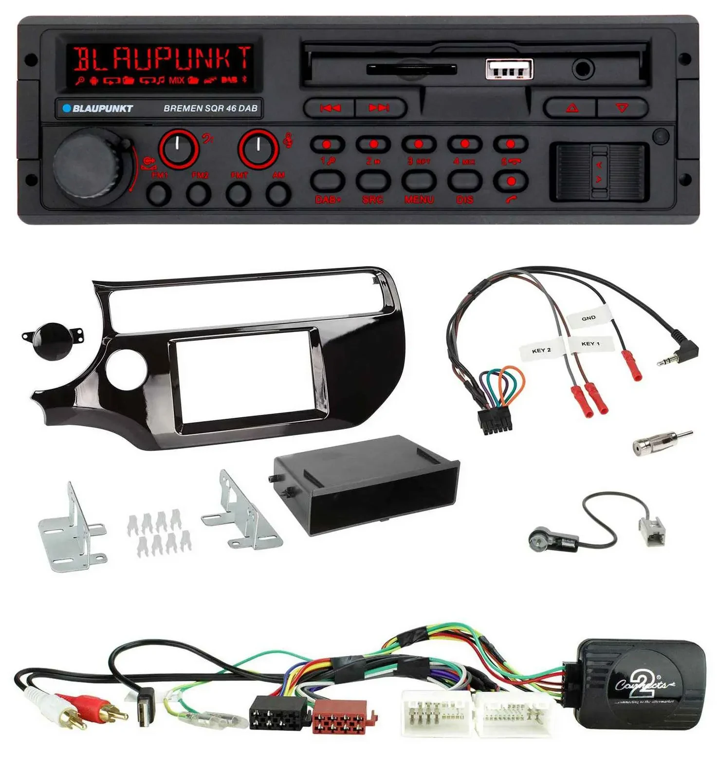 Blaupunkt SD Lenkrad USB Bluetooth DAB Autoradio für Kia Rio UB ab 03/2015 piano