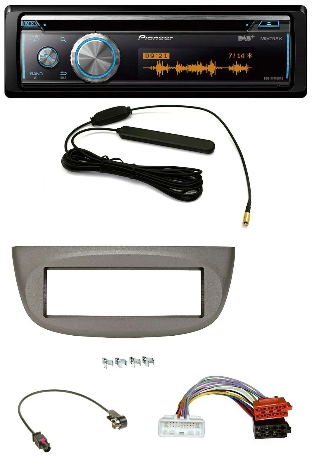 Pioneer CD USB Bluetooth DAB MP3 Autoradio für Renault Twingo ab 2015 beige-grau