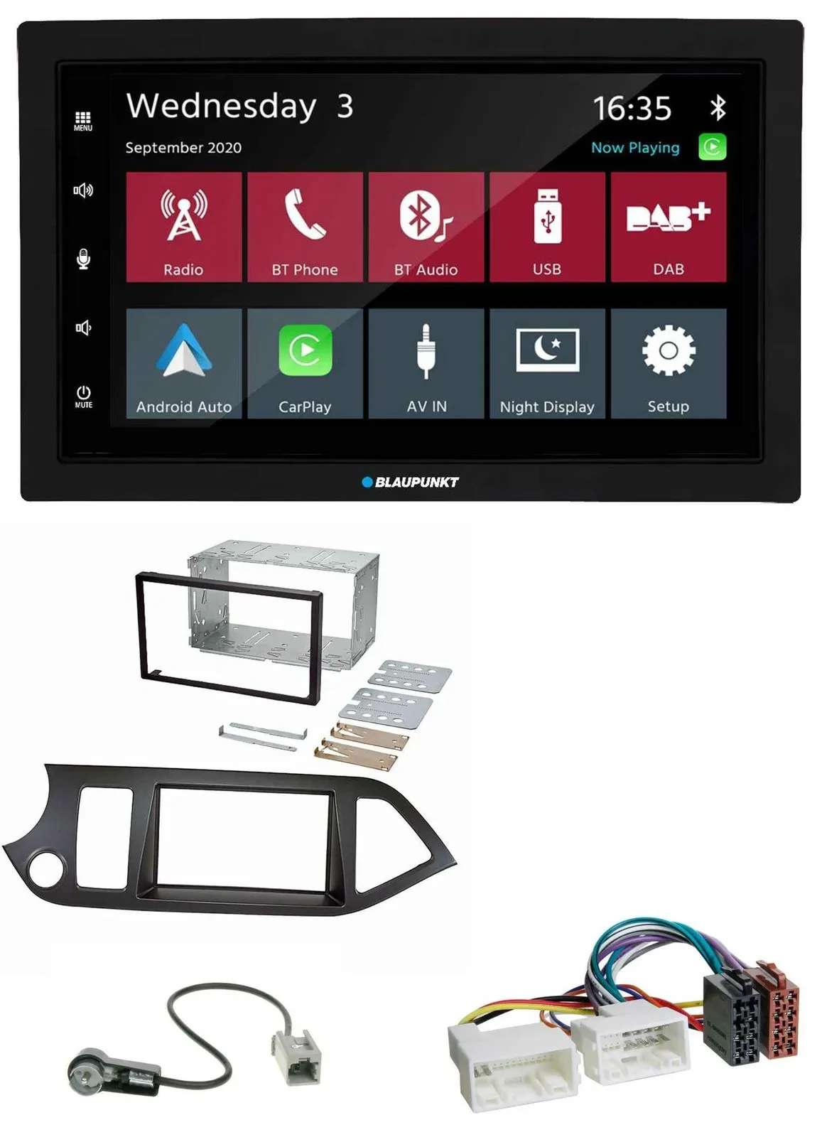 Blaupunkt 2DIN MP3 USB Bluetooth DAB Autoradio für Kia Picanto ab 11 Start-Stop