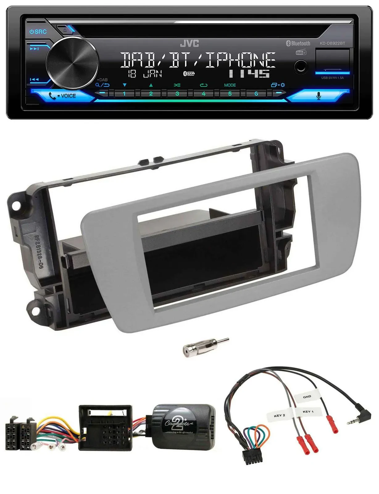 JVC Bluetooth Lenkrad USB DAB CD Autoradio für Seat Ibiza dublingrau