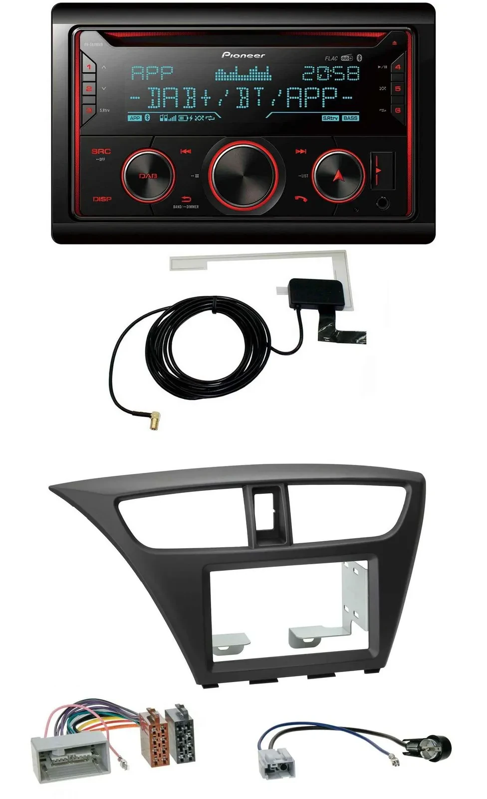 Pioneer 2DIN MP3 DAB USB CD Bluetooth Autoradio für Honda Civic Hatchback ab 12