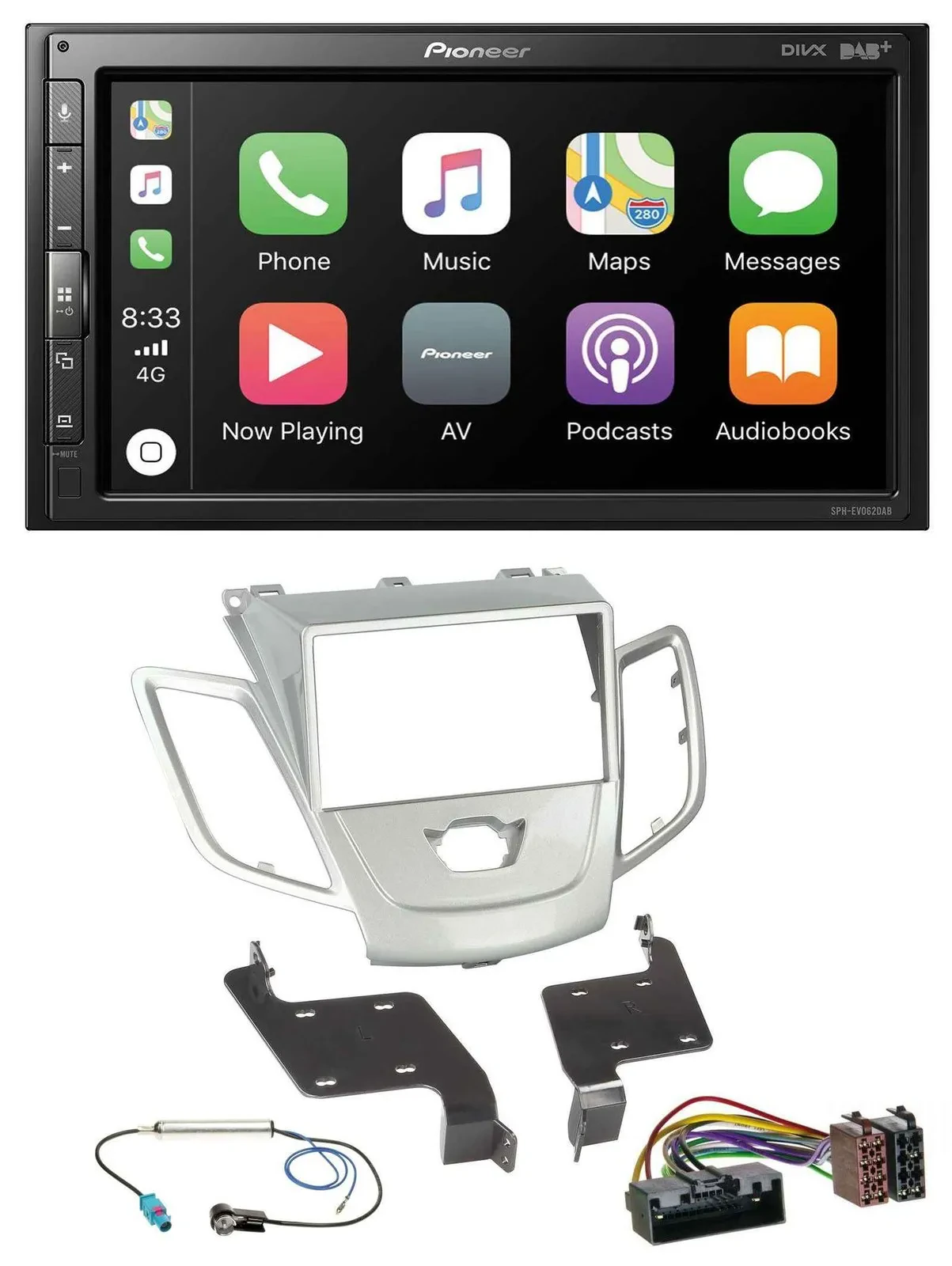 Pioneer USB MP3 DAB 2DIN Bluetooth Autoradio für Ford Fiesta 2010-2017 silber