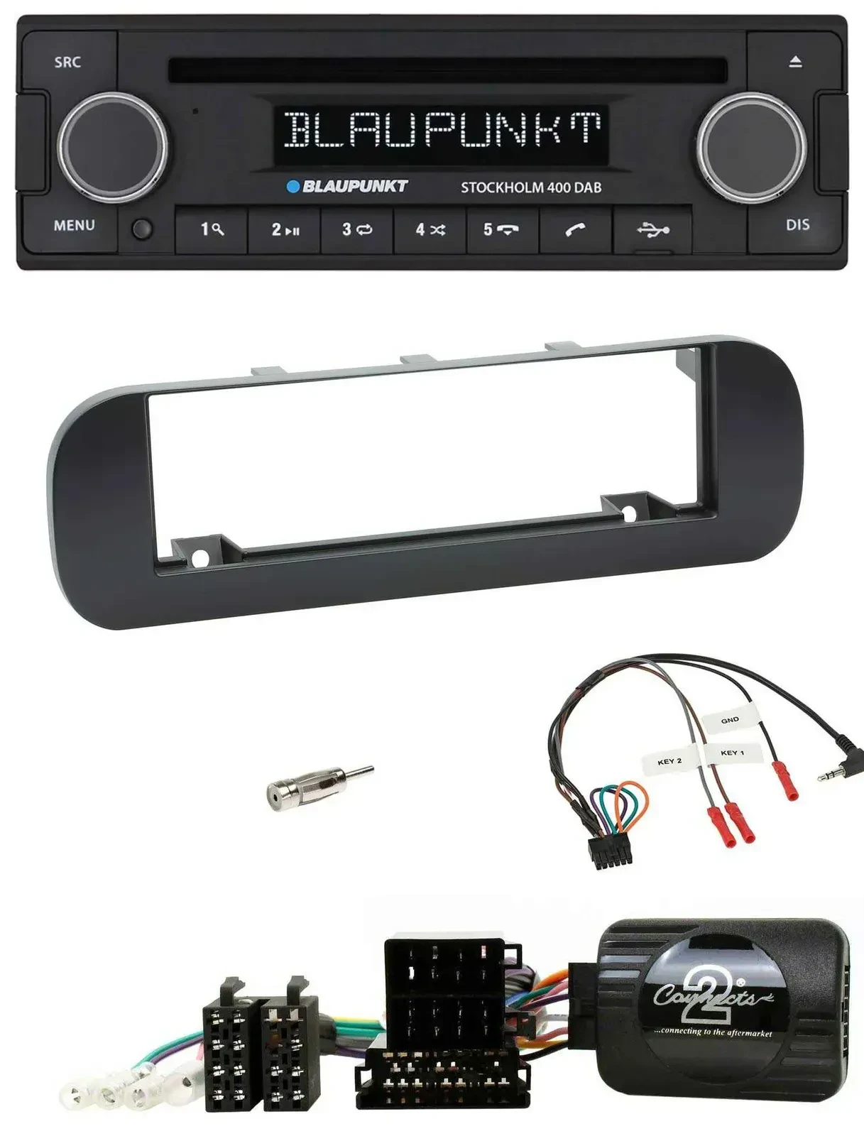 Blaupunkt Lenkrad Bluetooth DAB CD USB Autoradio für Fiat Panda 2012-2020 schwar