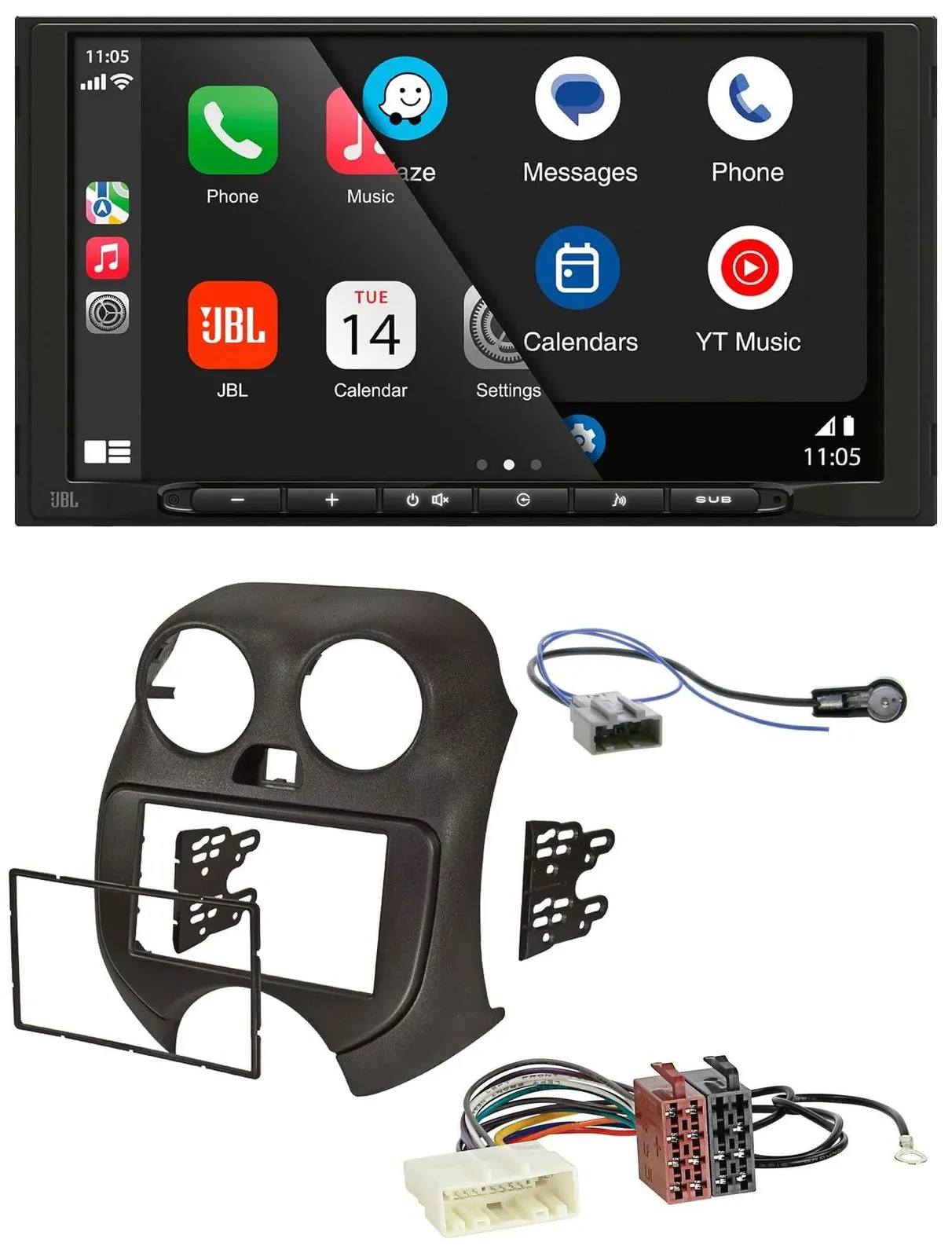 Автомагнитола для Nissan Micra (2010–2013) JBL 2DIN, DAB, Bluetooth, USB, MP3