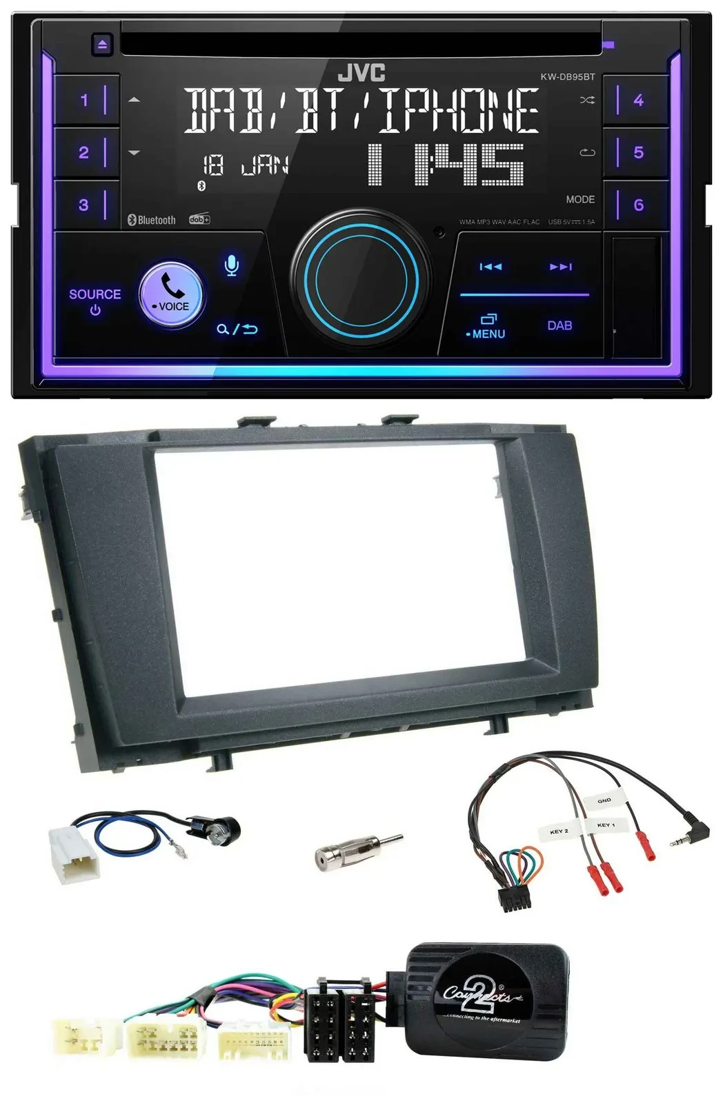 JVC Lenkrad USB 2DIN DAB Bluetooth CD Autoradio für Toyota Avensis 2009-2011