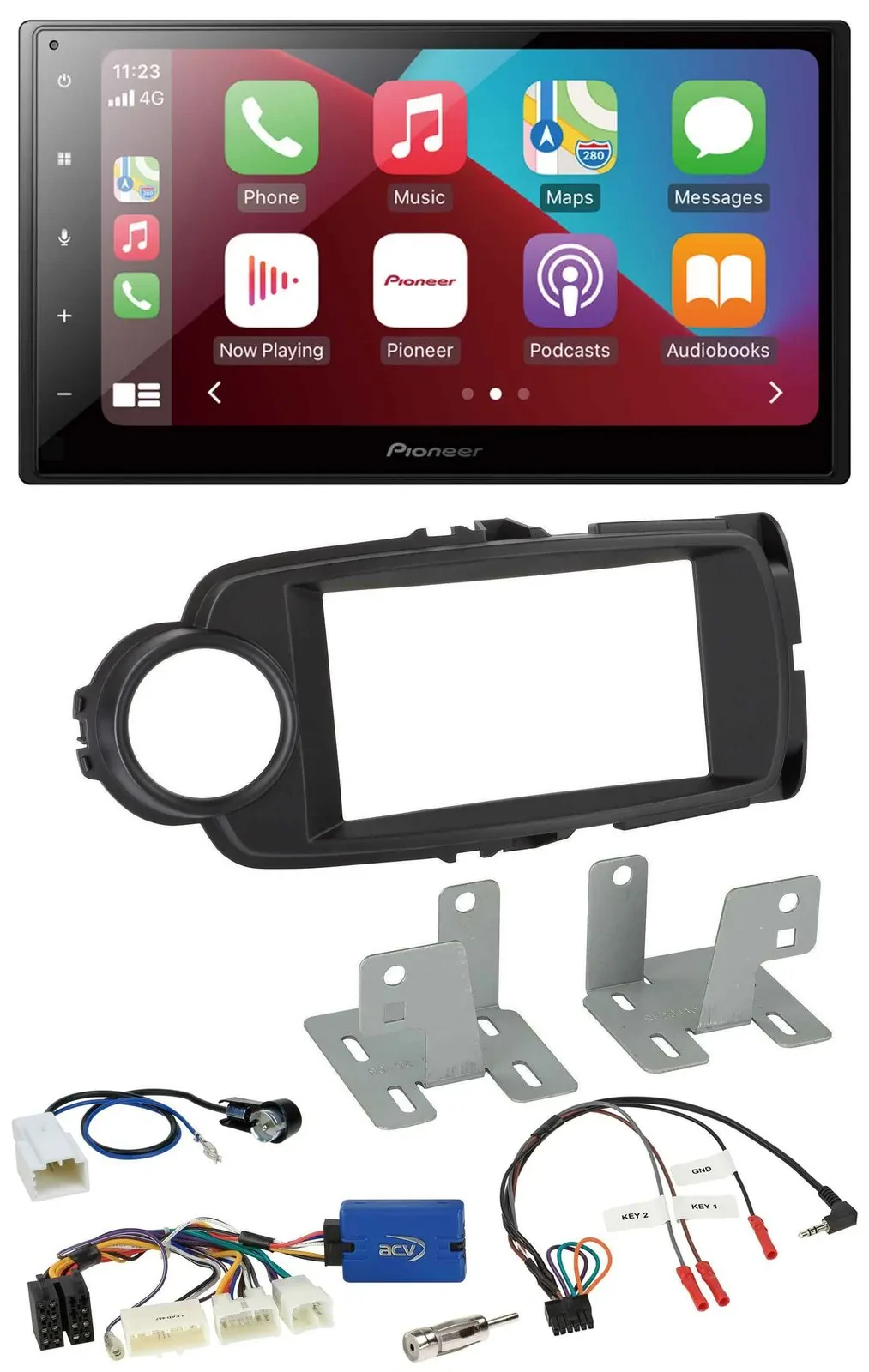 Pioneer USB Lenkrad DAB 2DIN Bluetooth Autoradio für Toyota Yaris ab 2014 schwar