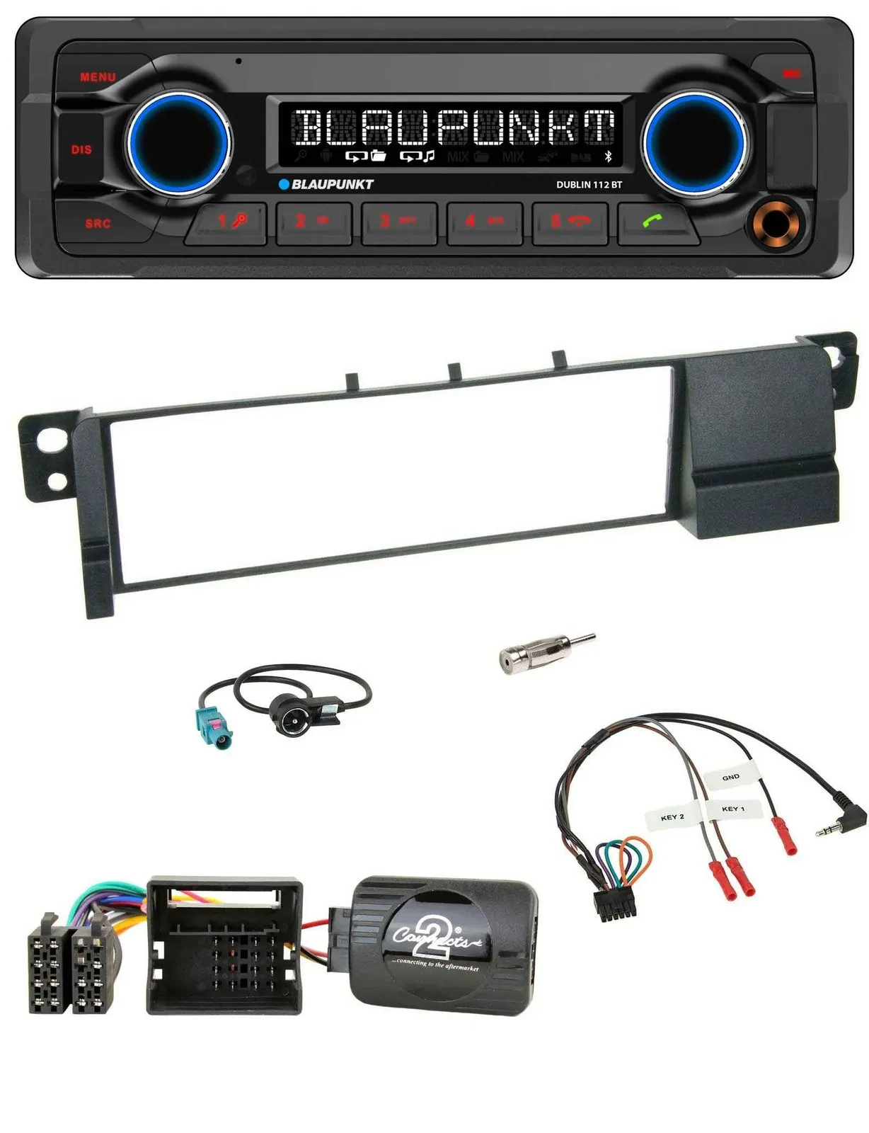 Автомагнитола для BMW 3 Series E46 Blaupunkt MP3, Bluetooth, USB, Quadlock (2001–2007), поддержка кнопок на руле
