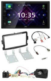 JVC DAB 2DIN Lenkrad Bluetooth USB Autoradio für Dacia Sandero ab 13 piano-schwa
