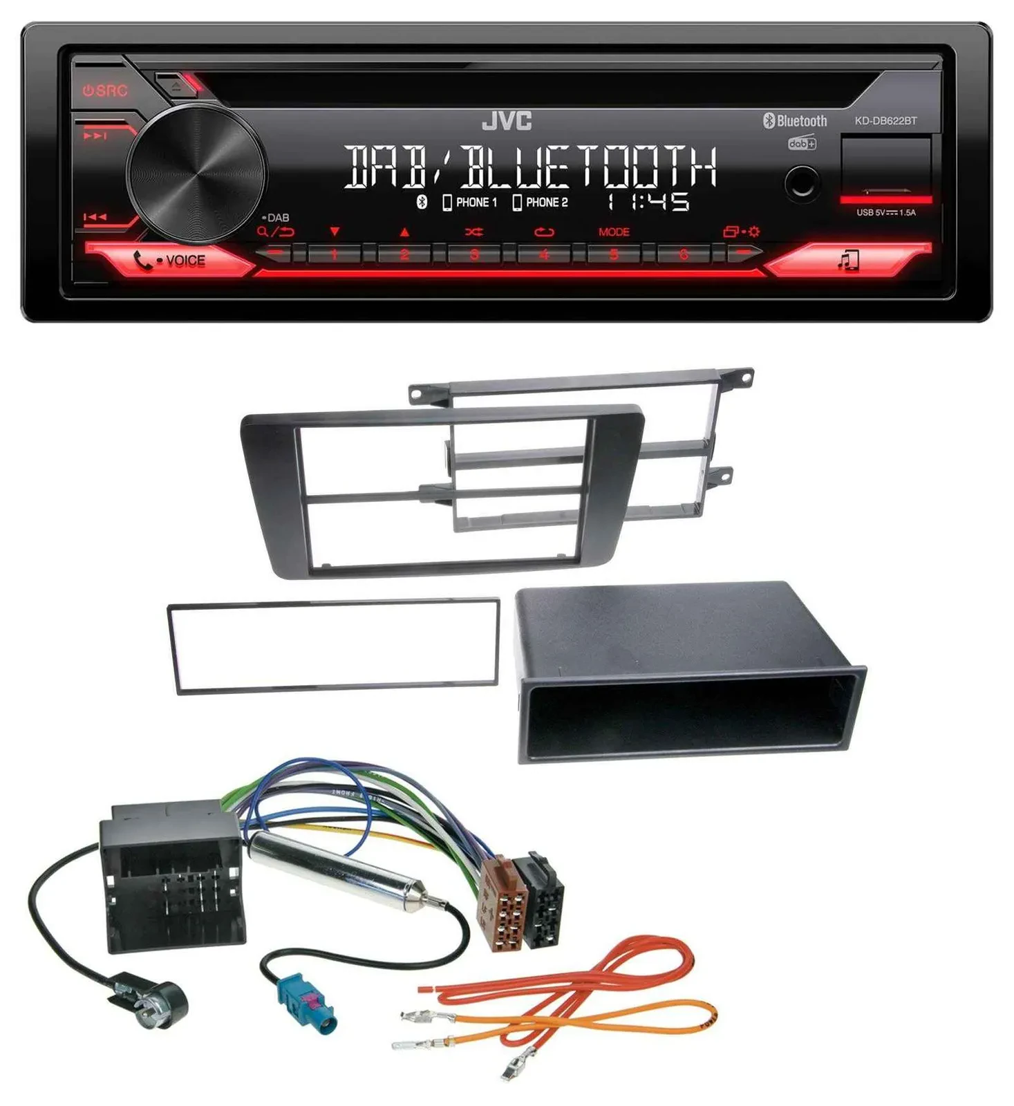 JVC CD DAB USB Bluetooth MP3 Autoradio für Skoda Octavia II 2004-2013 Yeti ab 20