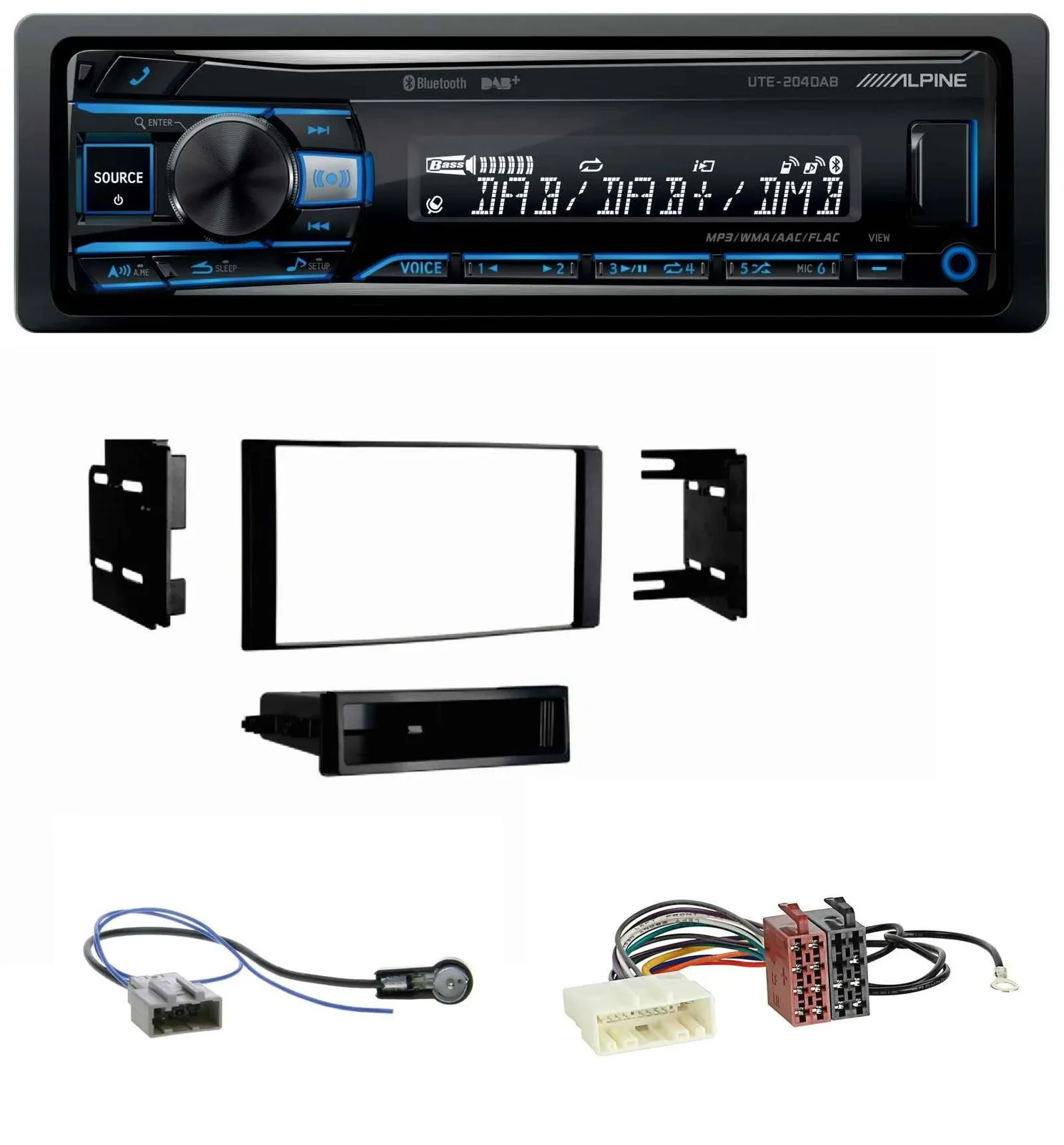 Alpine USB Bluetooth DAB MP3 Autoradio für Nissan Micra 2013-2017 schwarz matt