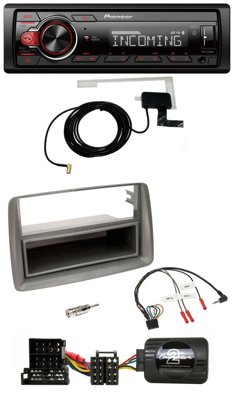 Pioneer MP3 Lenkrad CD DAB USB Autoradio für Alfa GT 147 Ablage silber