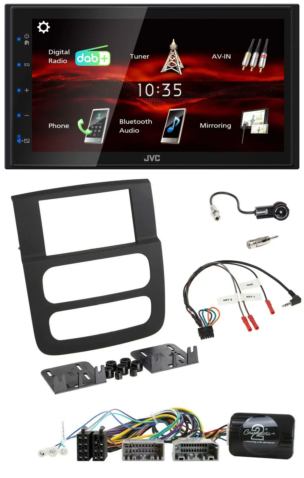 JVC USB Bluetooth Lenkrad DAB 2DIN Autoradio für Dodge RAM 2002-2006