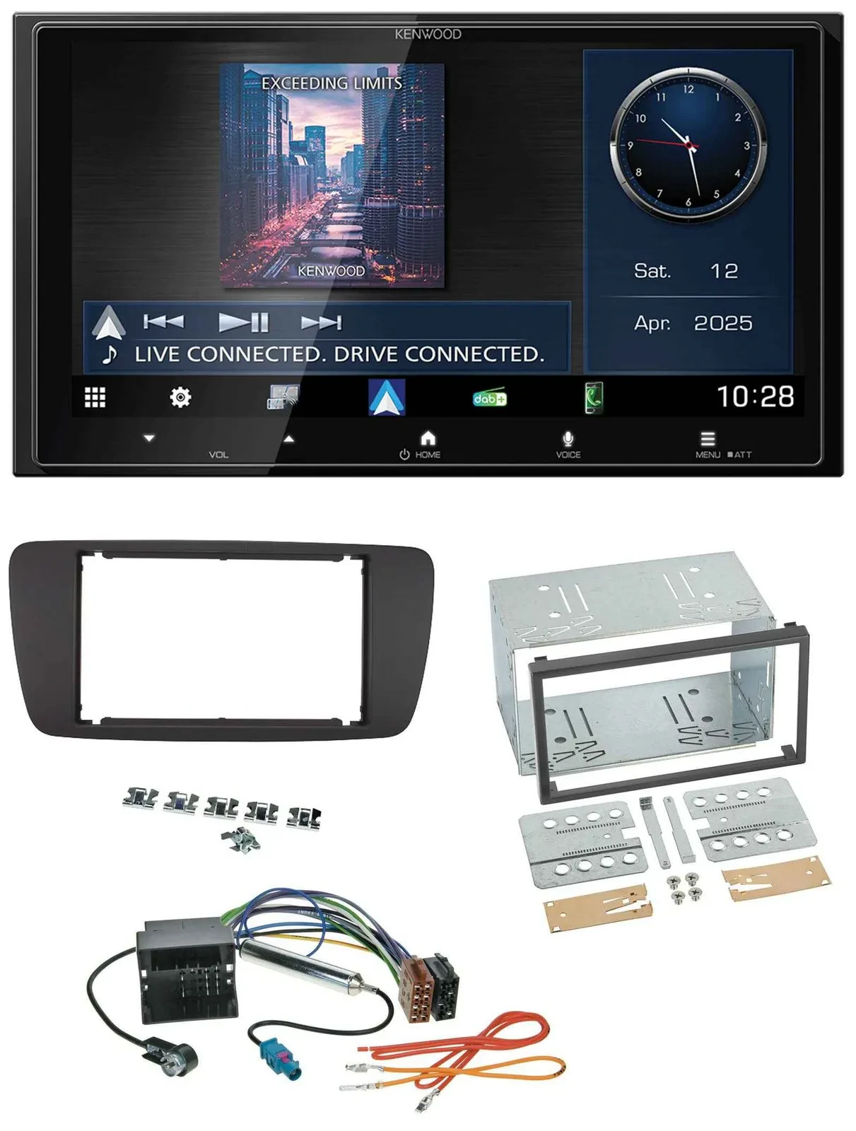 Kenwood Bluetooth 2DIN USB DAB MP3 Autoradio für Seat Ibiza ab 08 azabacheschwar