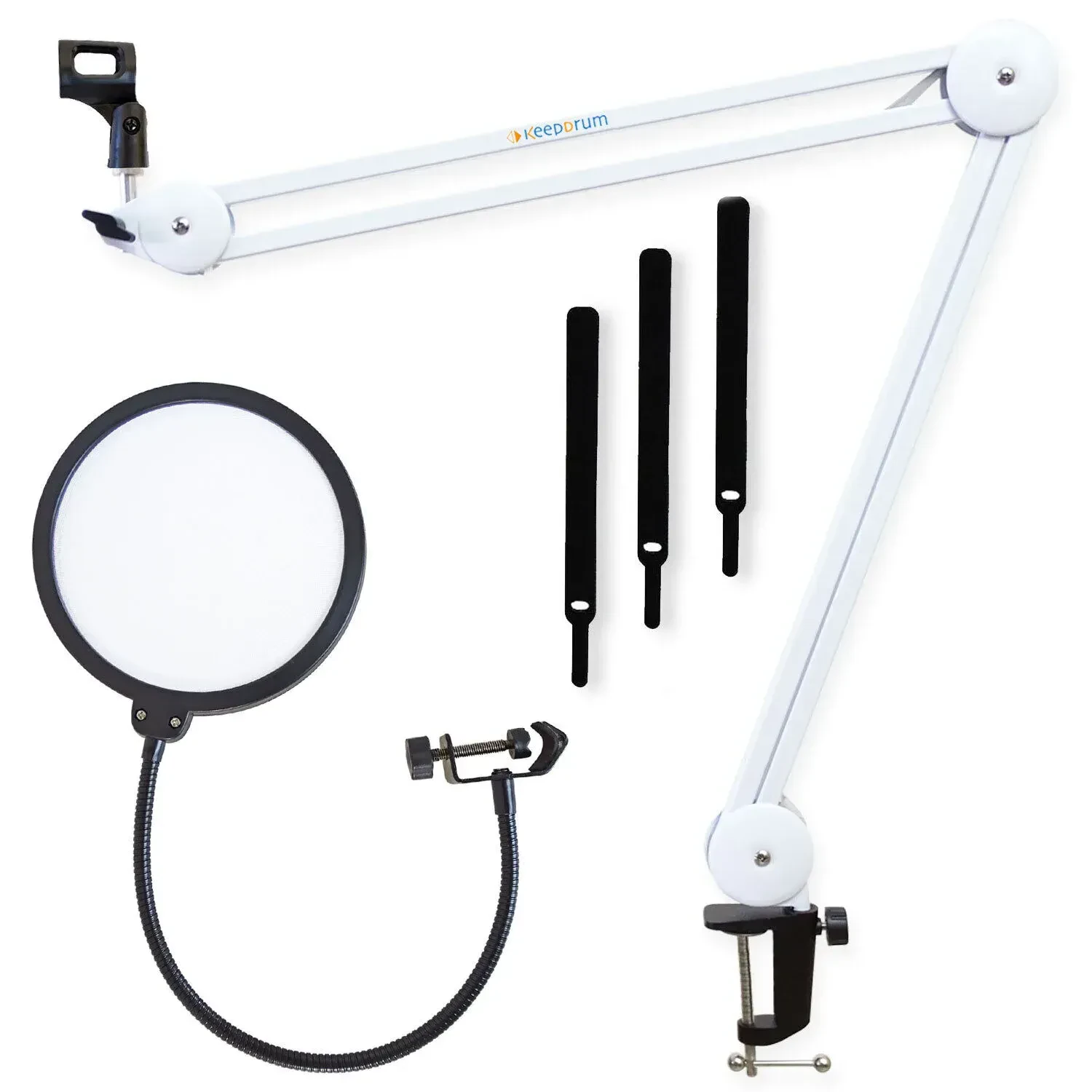 Стойка для микрофона keepdrum MS138 White с поп-фильтром