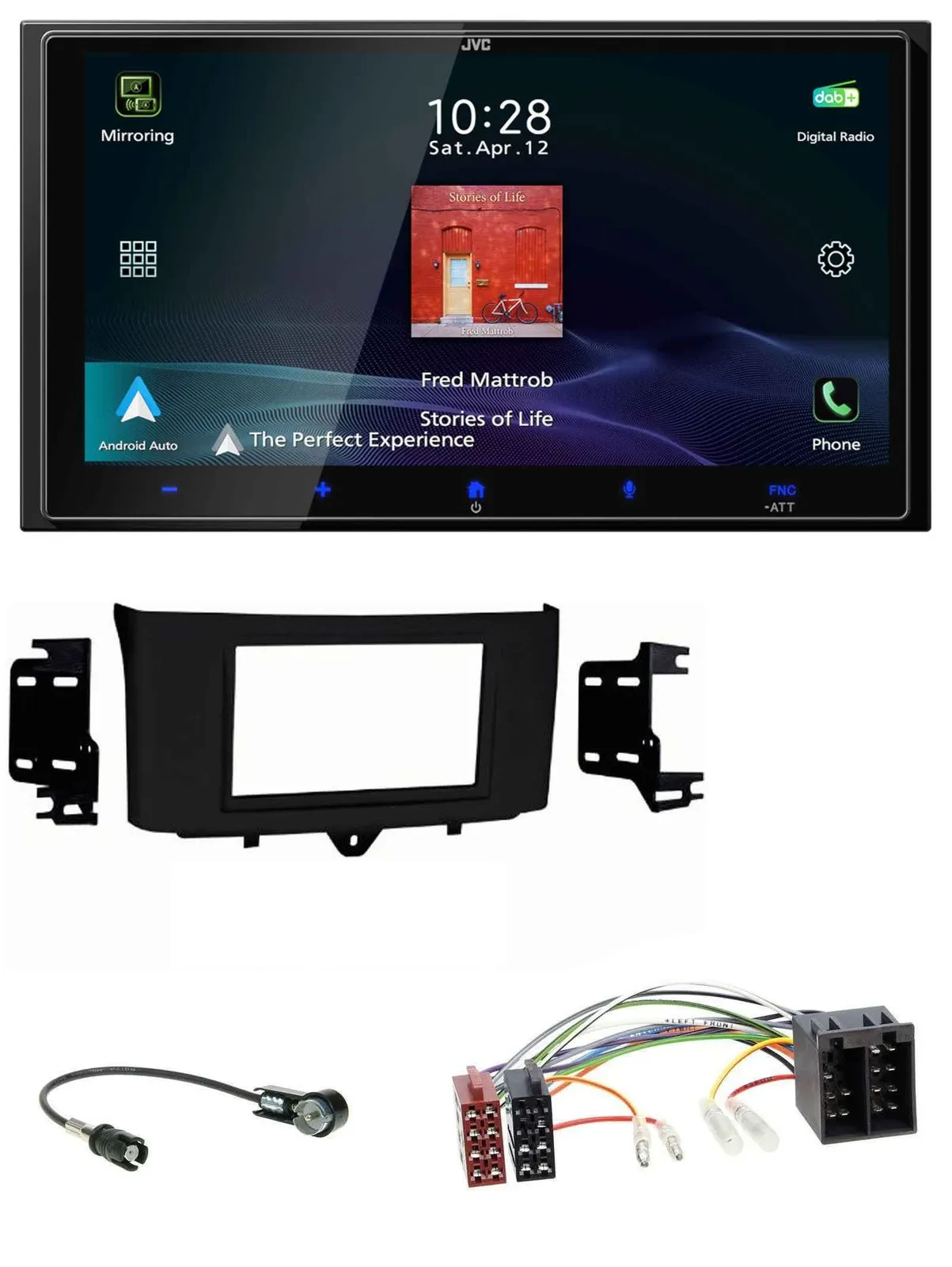 JVC USB Bluetooth 2DIN DAB MP3 Autoradio für Smart ForTwo 10-15 ISO Profiversion