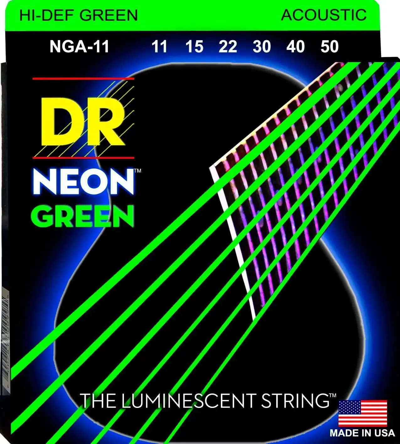 Струны для акустической гитары DR Strings Neon Green NGA-12
