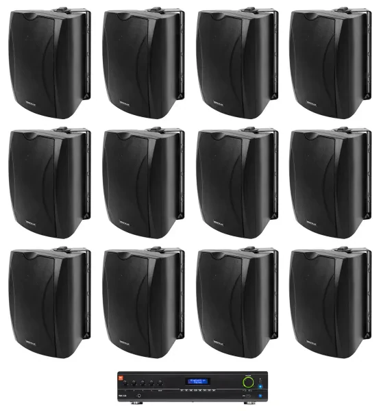 Настенная акустика JBL WET-5B Black с усилителем (12 штук)