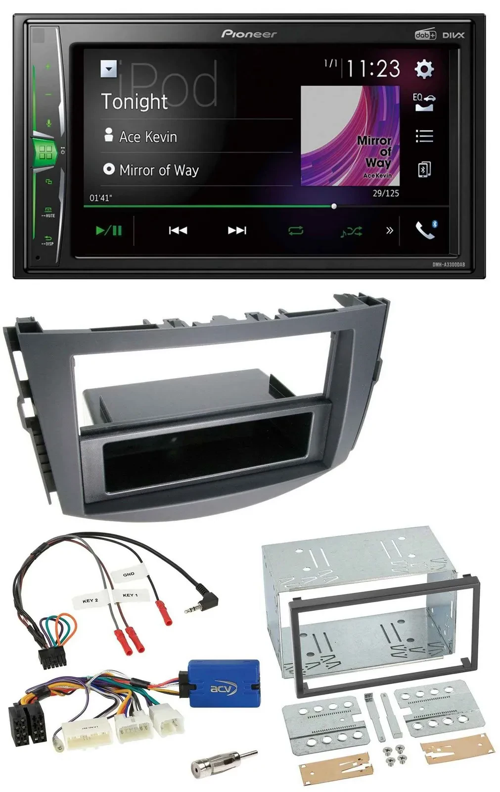 Автомагнитола Pioneer 2-DIN, DAB, USB, Bluetooth для Toyota RAV4 (с 2011), 28-pin, поддержка управления с руля
