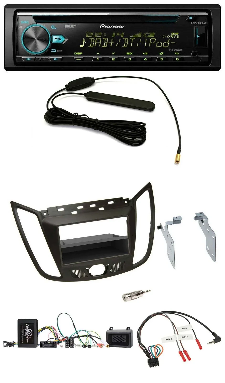 Автомагнитола Pioneer CD/MP3, DAB, USB, с поддержкой управления с руля для Ford C-Max/Kuga, коричневый