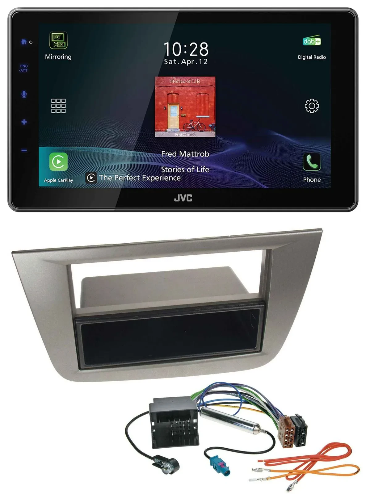 JVC DAB MP3 Bluetooth USB Autoradio für Seat Altea Toledo ab 05 Anthrazit-metall