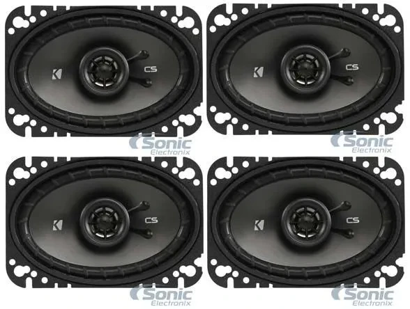 4) KICKER 43CSC464 4x6" 600W 4-Ohm 2-Way Coaxial Car Audio Speaker Package