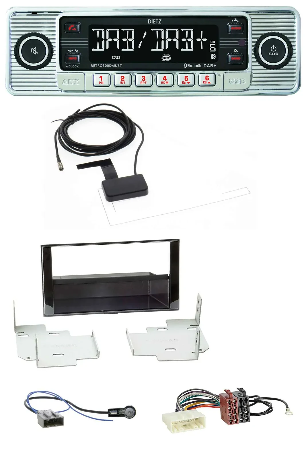 Dietz Bluetooth USB MP3 DAB Autoradio für Nissan Micra (2013-2017) piano