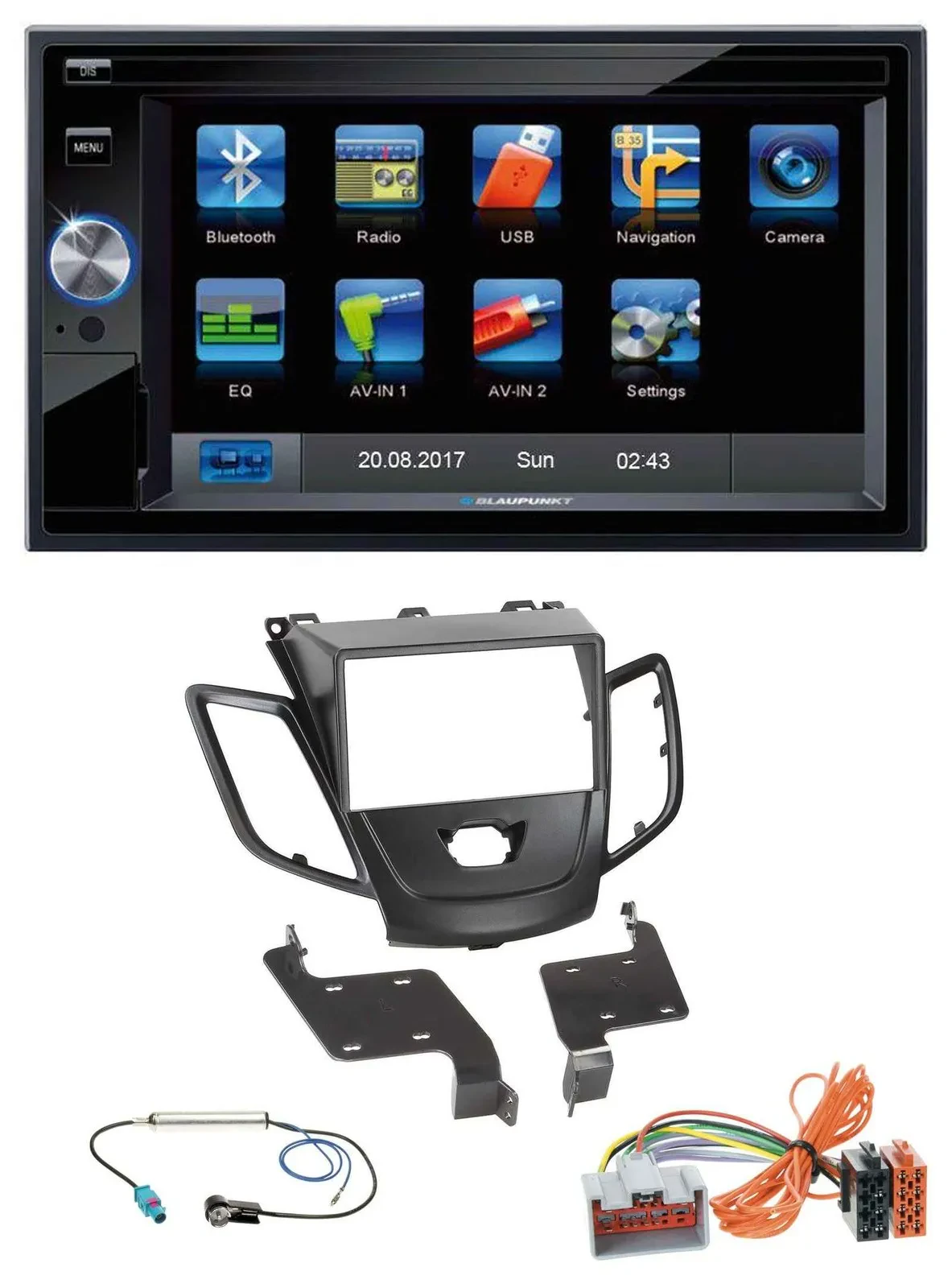 Blaupunkt SD Bluetooth 2DIN MP3 USB AUX Autoradio für Ford Fiesta 08-10 schwarz