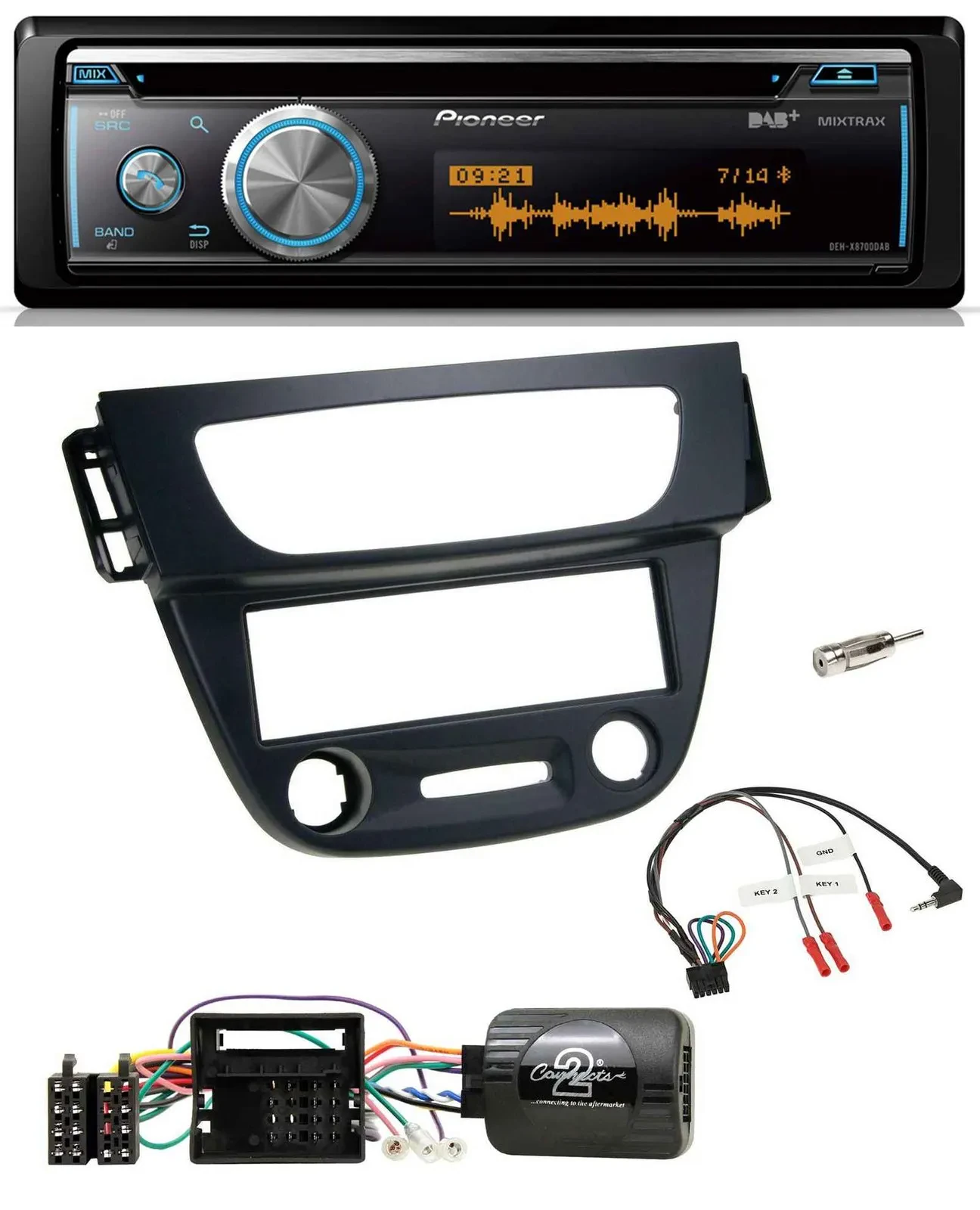 Автомагнитола Pioneer CD/USB/Bluetooth, DAB, для Renault Megane III (2009–2012), чёрная