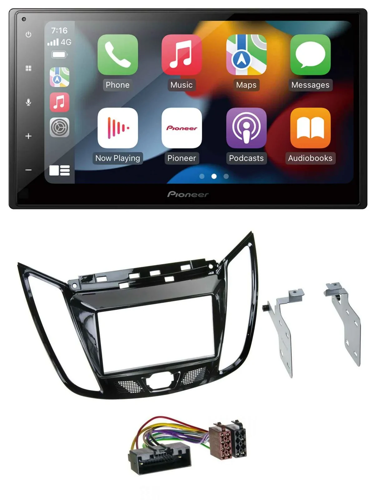 Автомагнитола для Ford C‑Max/Kuga Pioneer 2-DIN DAB Bluetooth USB MP3 черный глянец