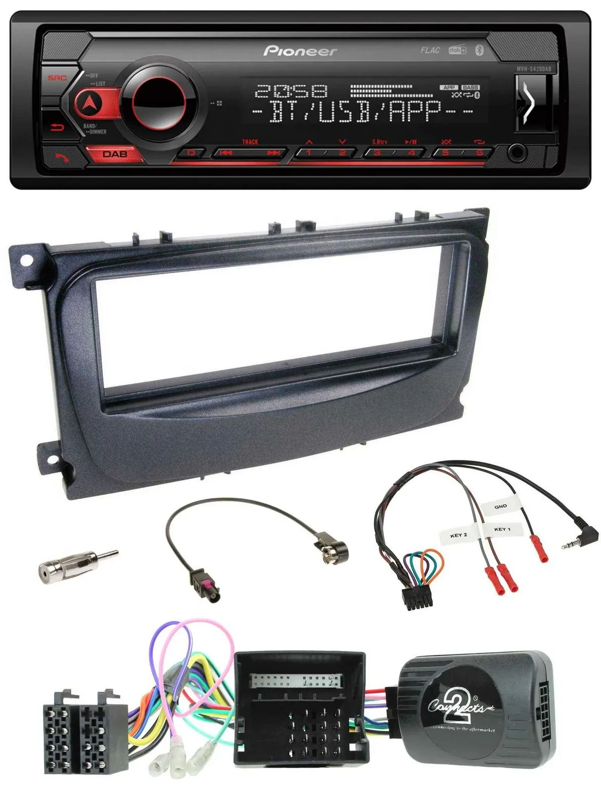 Pioneer Lenkrad USB DAB Bluetooth Autoradio für Ford Mondeo S-Max 2007-14 Can-Bu