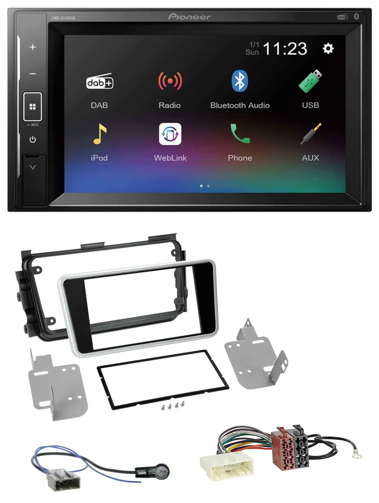 Автомагнитола для Nissan Micra (с 2017) Pioneer 2 DIN DAB, Bluetooth, USB, черный глянец
