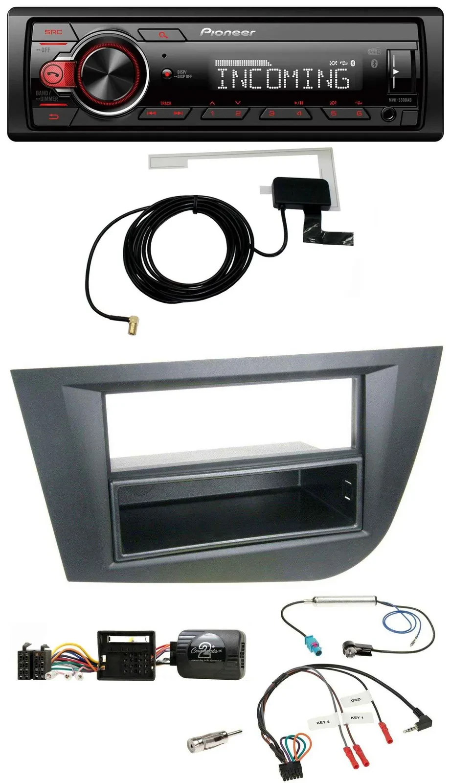 Автомагнитола Pioneer DAB, Bluetooth, USB для Seat Leon 2005–2010, черный, совместима с кнопками на руле