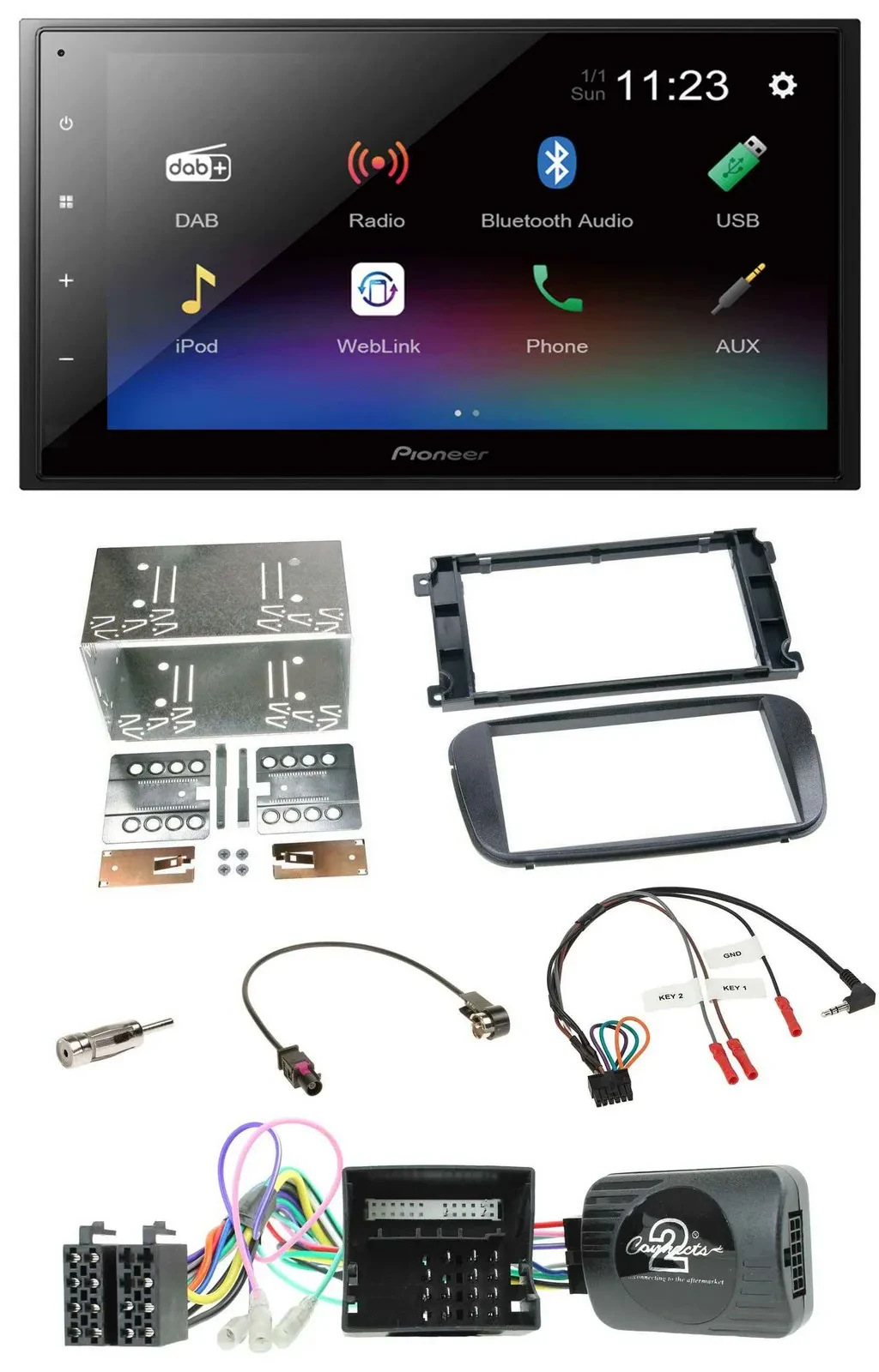 Автомагнитола Pioneer 2DIN USB Bluetooth DAB для Ford S-Max/Mondeo с поддержкой управления на руле