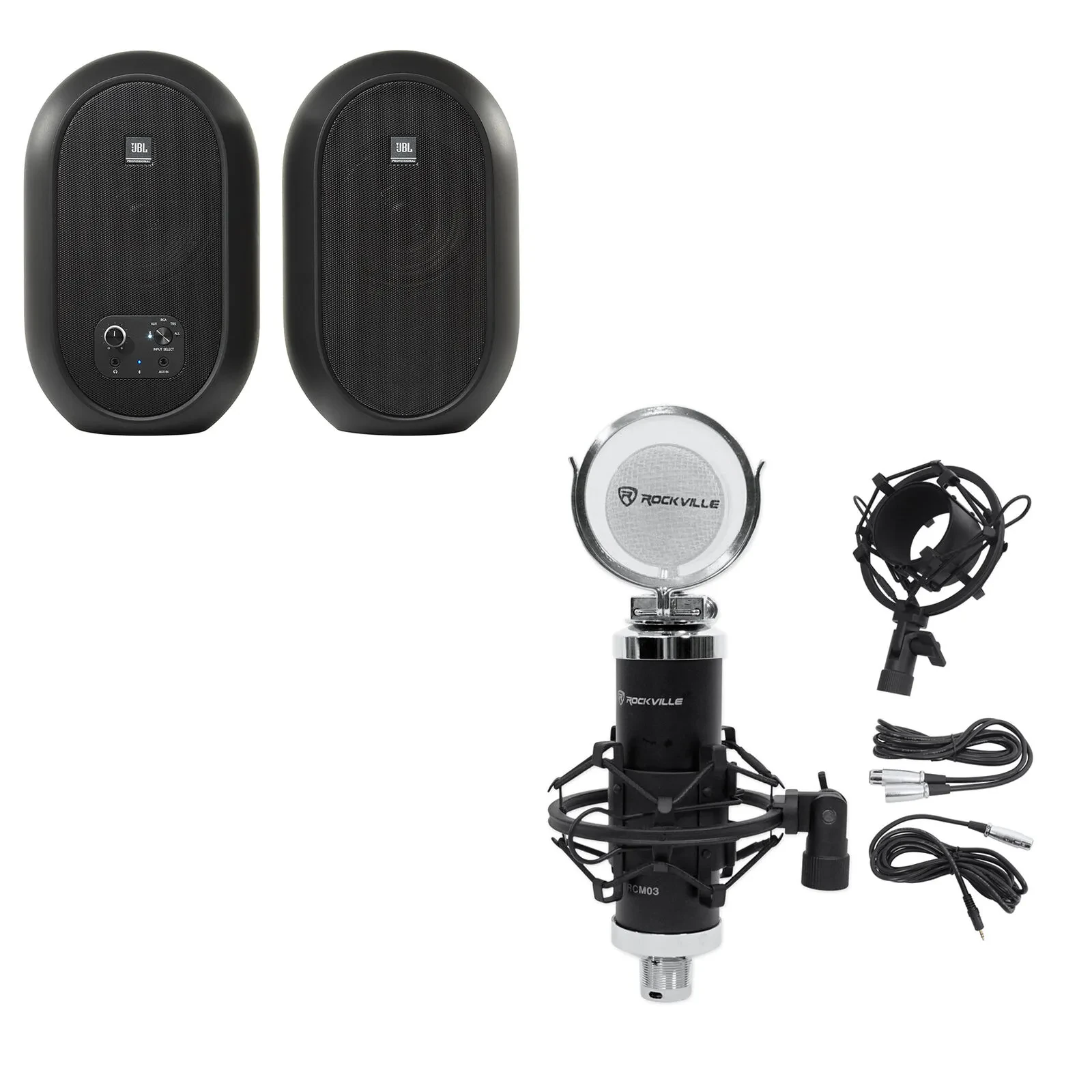 Pair JBL 104 Powered Studio Monitors w/Bluetooth+Recording Microphone 104SET-BT