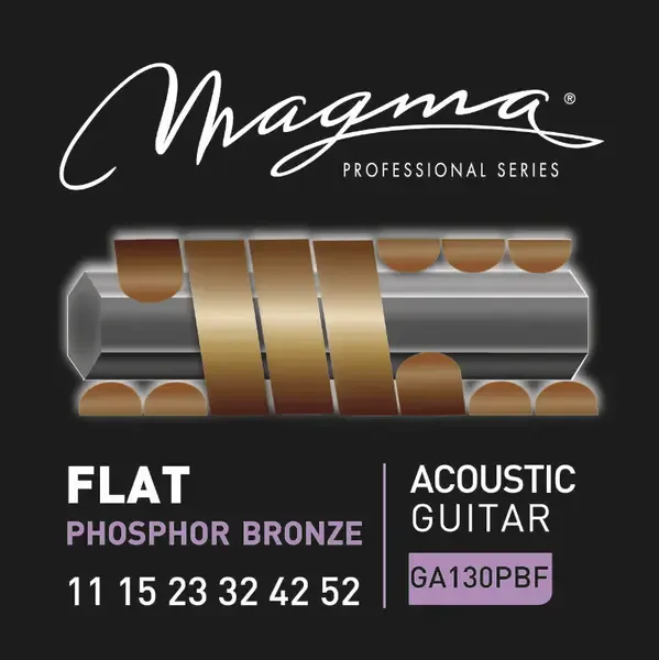 Струны для акустической гитары с плоской обмоткой 11-52 Magma Strings GA130PBF