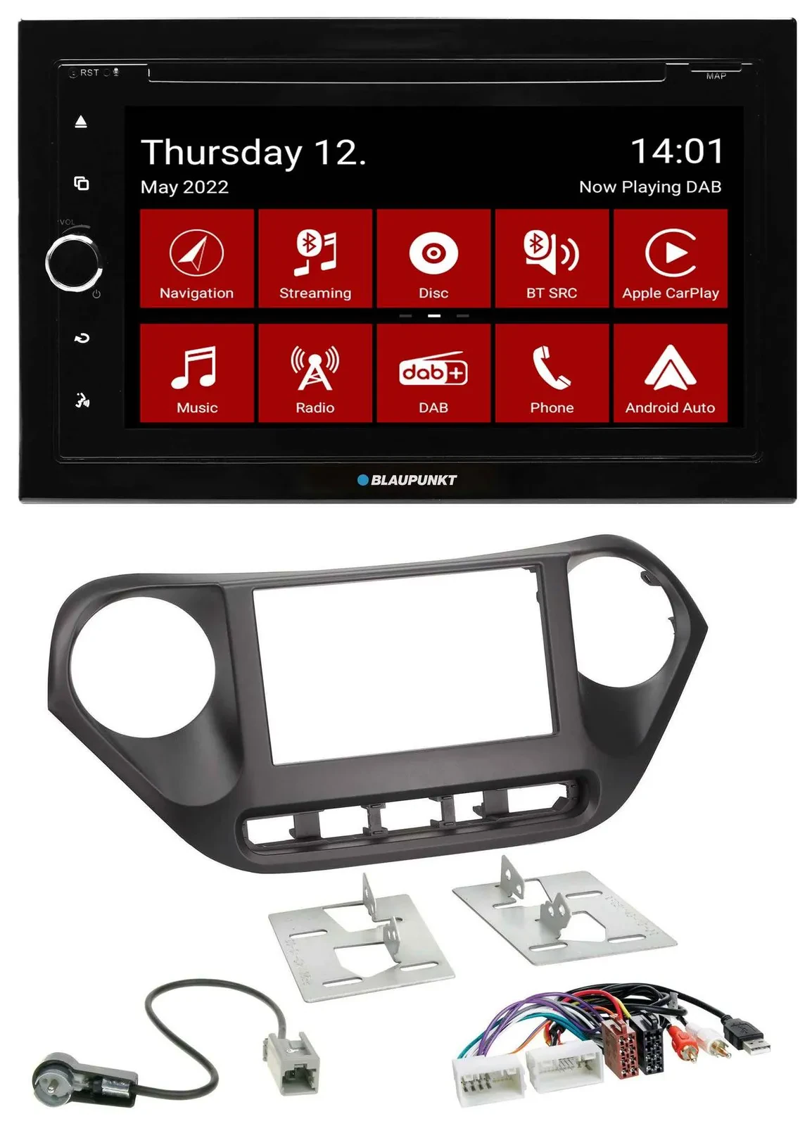 Blaupunkt MP3 DVD Bluetooth DAB 2DIN USB Autoradio für Hyundai i10 ab 2013 AUX U