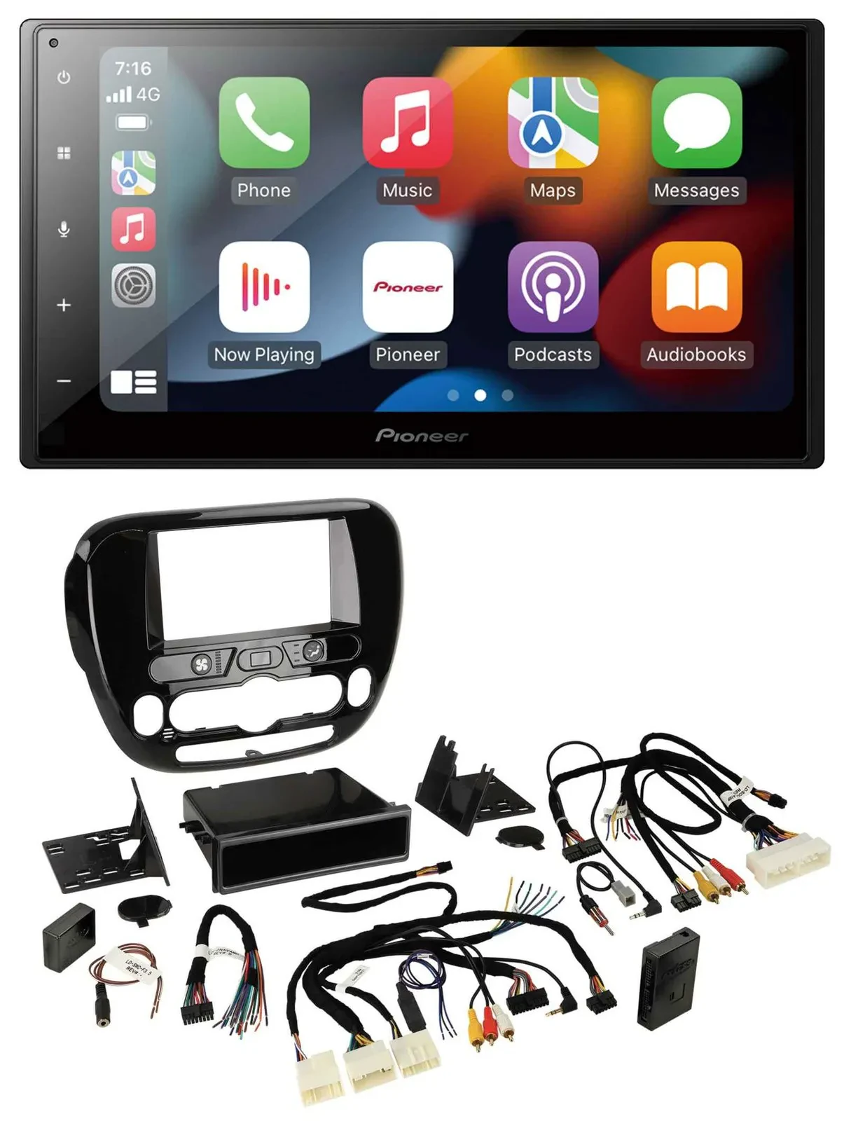 Pioneer DAB Bluetooth 2DIN USB Lenkrad Autoradio für Kia Soul ab 2014 Klima