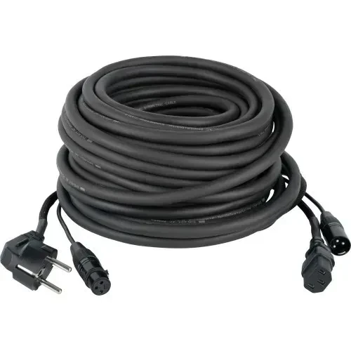 Коммутационный кабель DAP Powersignalcable 15 м Schuko–IEC C13 + XLR (F–M) черный