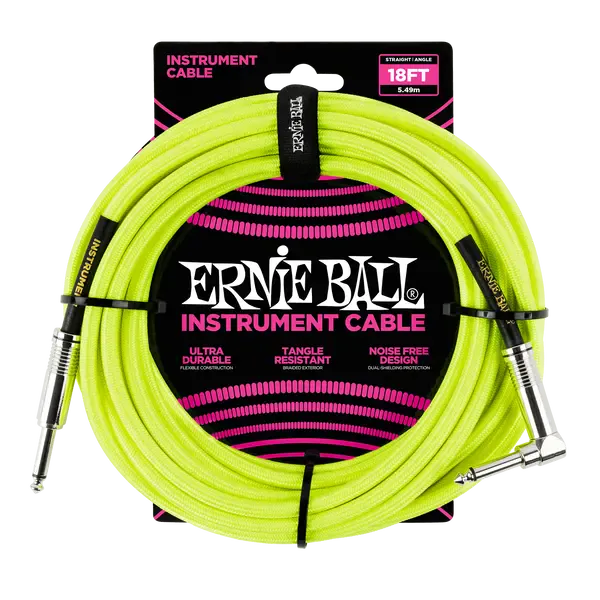 Инструментальный кабель Ernie Ball 6085 5.5м Braided Neon Yellow