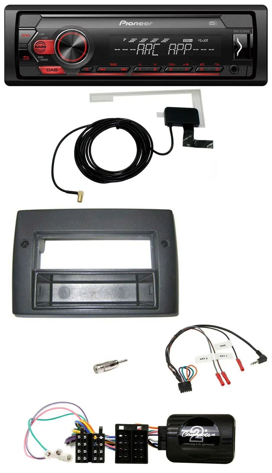 Автомагнитола Pioneer 1DIN, USB, DAB, MP3, для Fiat Stilo 2001–2007, совместима с кнопками на руле, с нишей