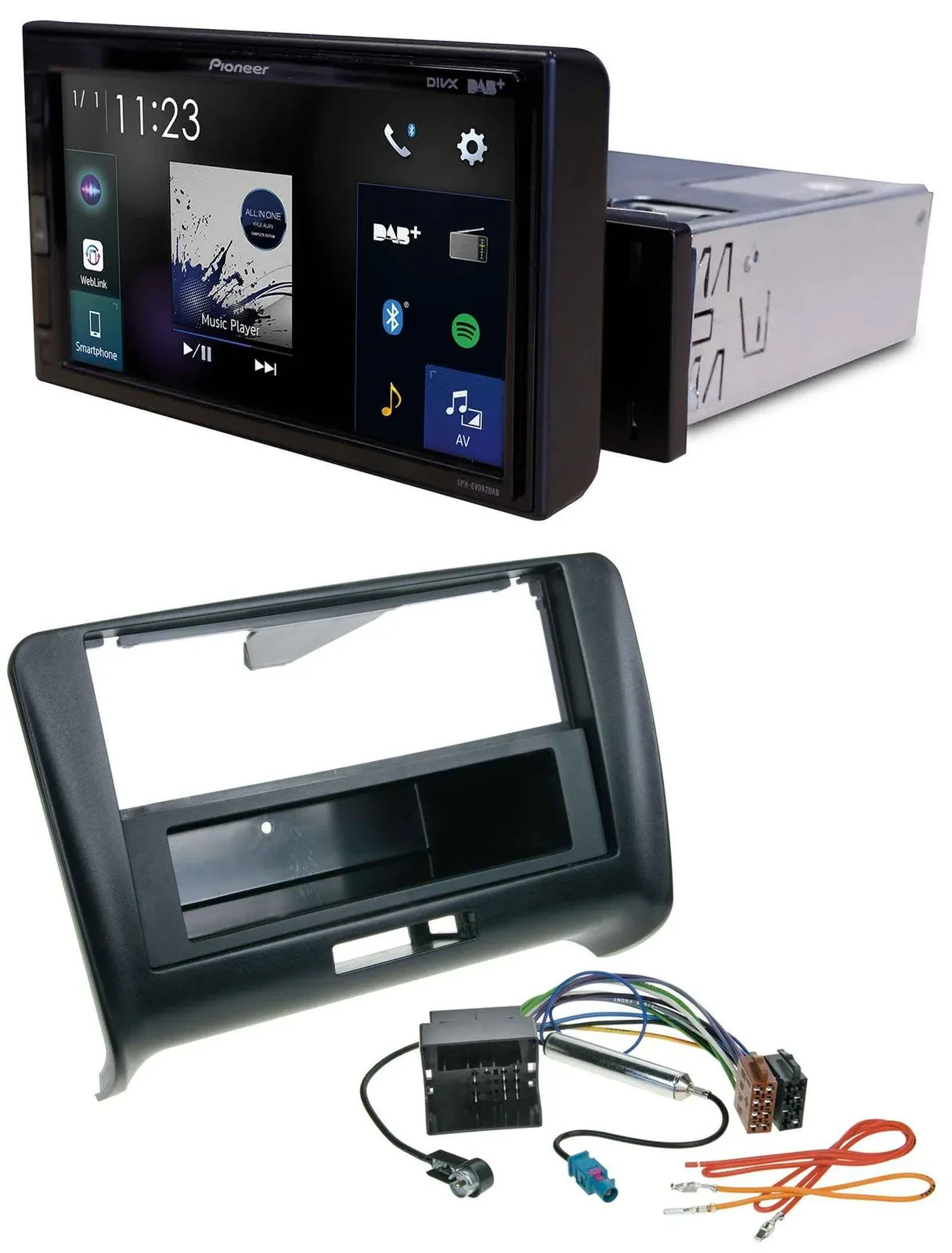 Pioneer DAB MP3 Bluetooth USB Autoradio für Audi TT (2006-2014) - Quadlock