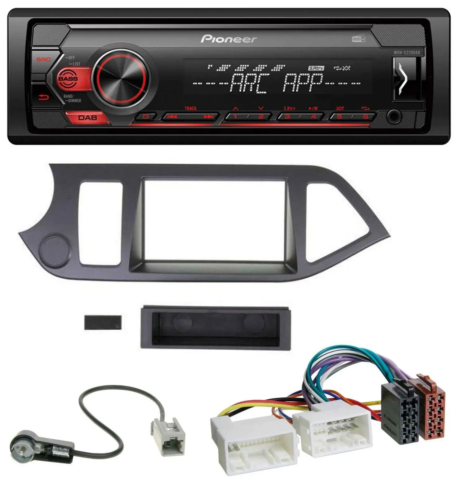 Pioneer DAB 1DIN MP3 AUX USB Autoradio für Kia Picanto ab 2011 ohne Start-Stop