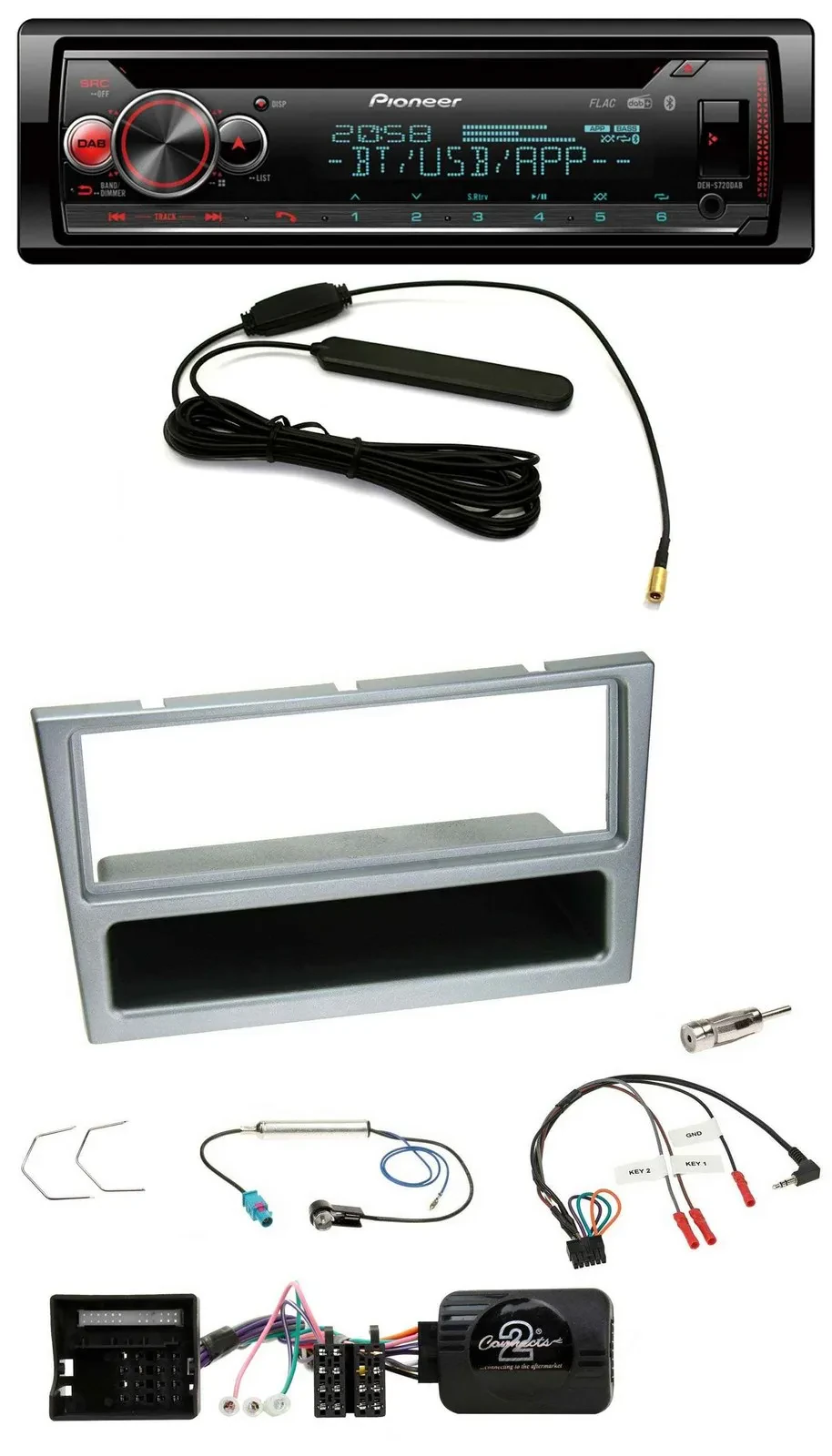 Pioneer USB DAB Lenkrad Bluetooth CD Autoradio für Opel Corsa C Tigra Meriva sil