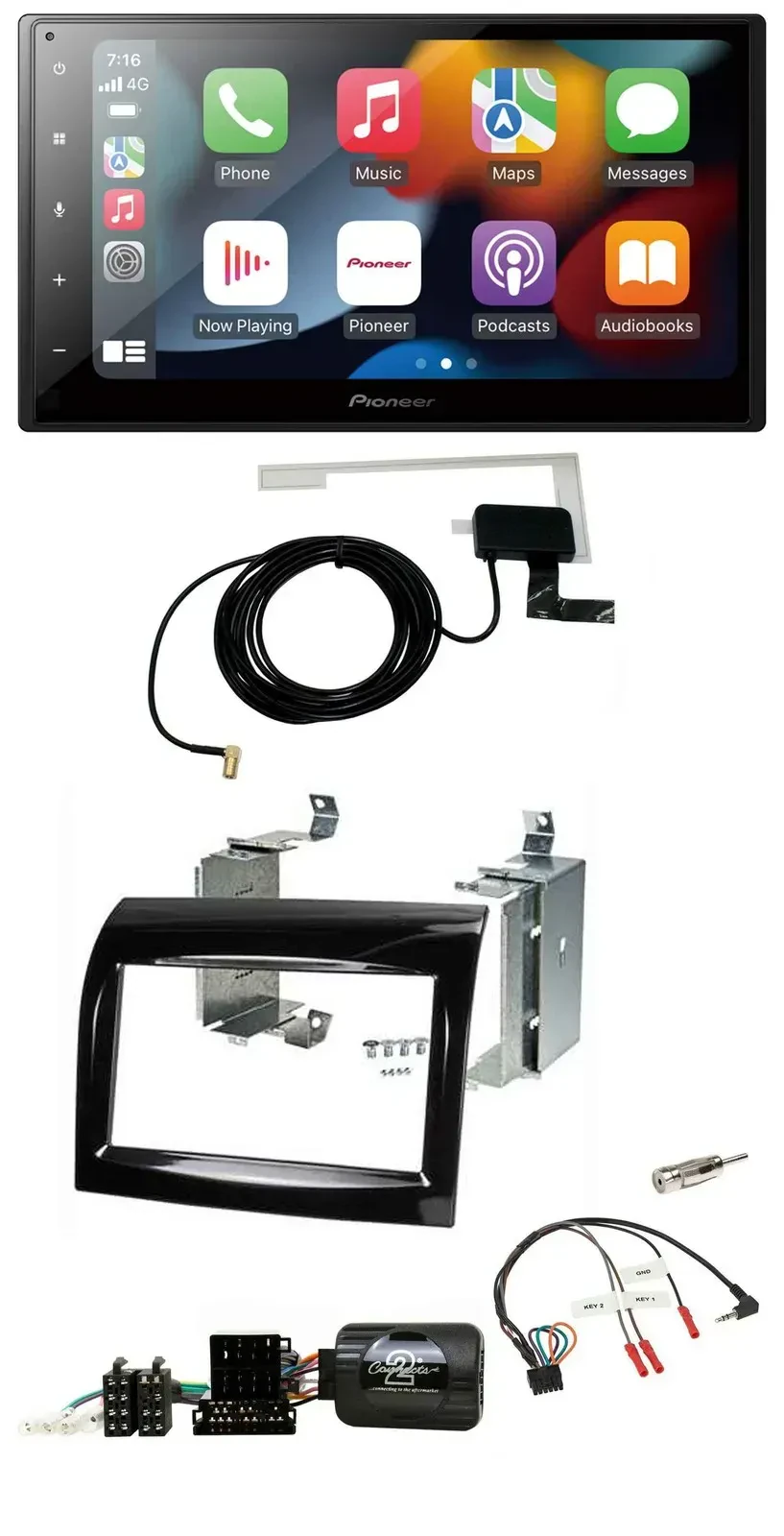 Автомагнитола Pioneer 2DIN USB Bluetooth DAB для Fiat Ducato 2012–2015, с поддержкой управления на руле, черный глянец (Piano Black)