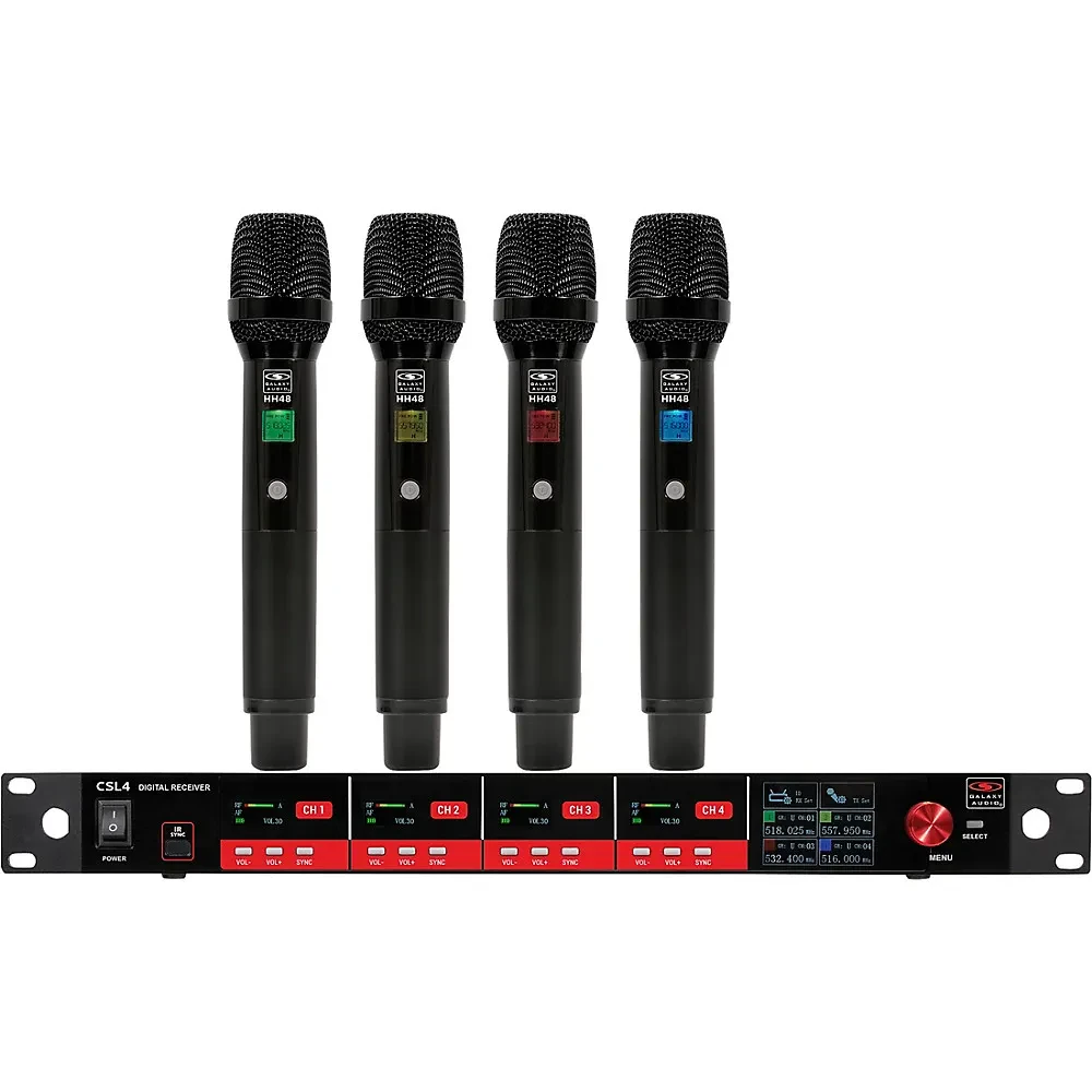 Беспроводная микрофонная система Galaxy Audio CSL4-HHHHM 4-канальная, 516–558 MHz, цифровая, 4 ручных передатчика
