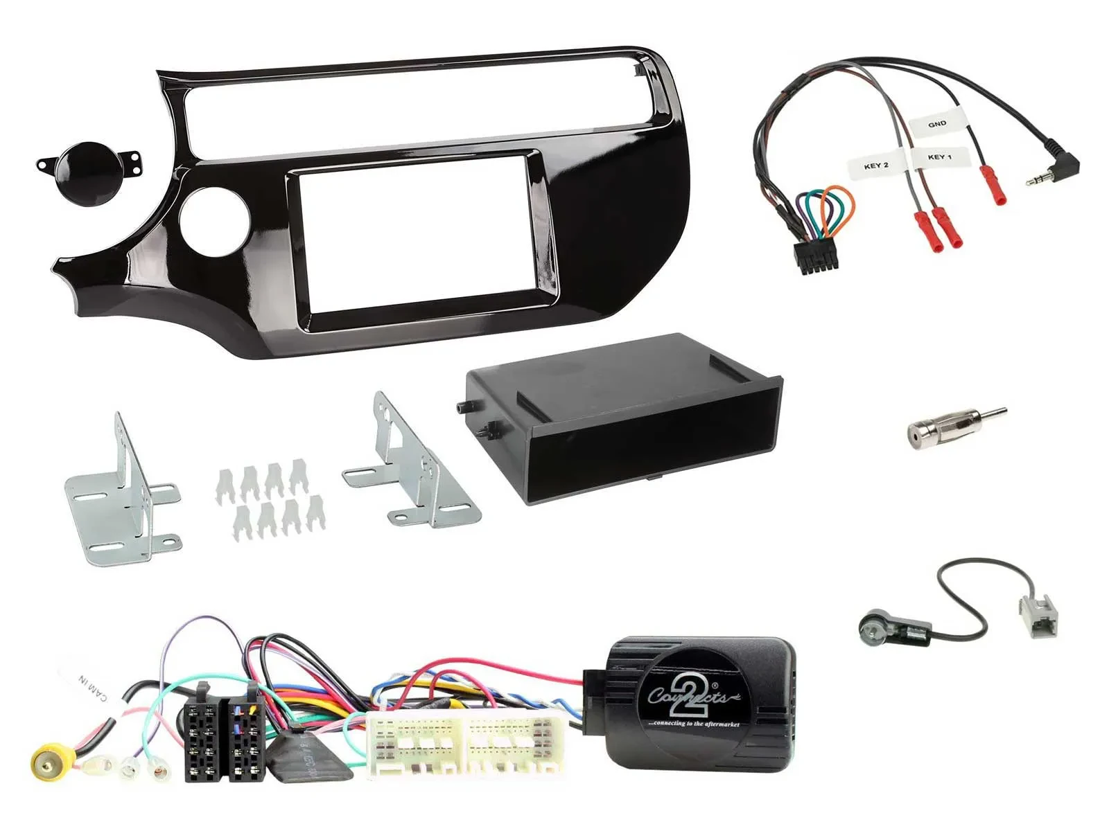 Einbauset Lenkradadapter DIN Autoradio für Kia Rio UB Facelift 2017-2023 piano s