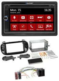 Blaupunkt Bluetooth DAB 2DIN USB DVD MP3 Autoradio für Fiat 500 bis 2012 glänzen