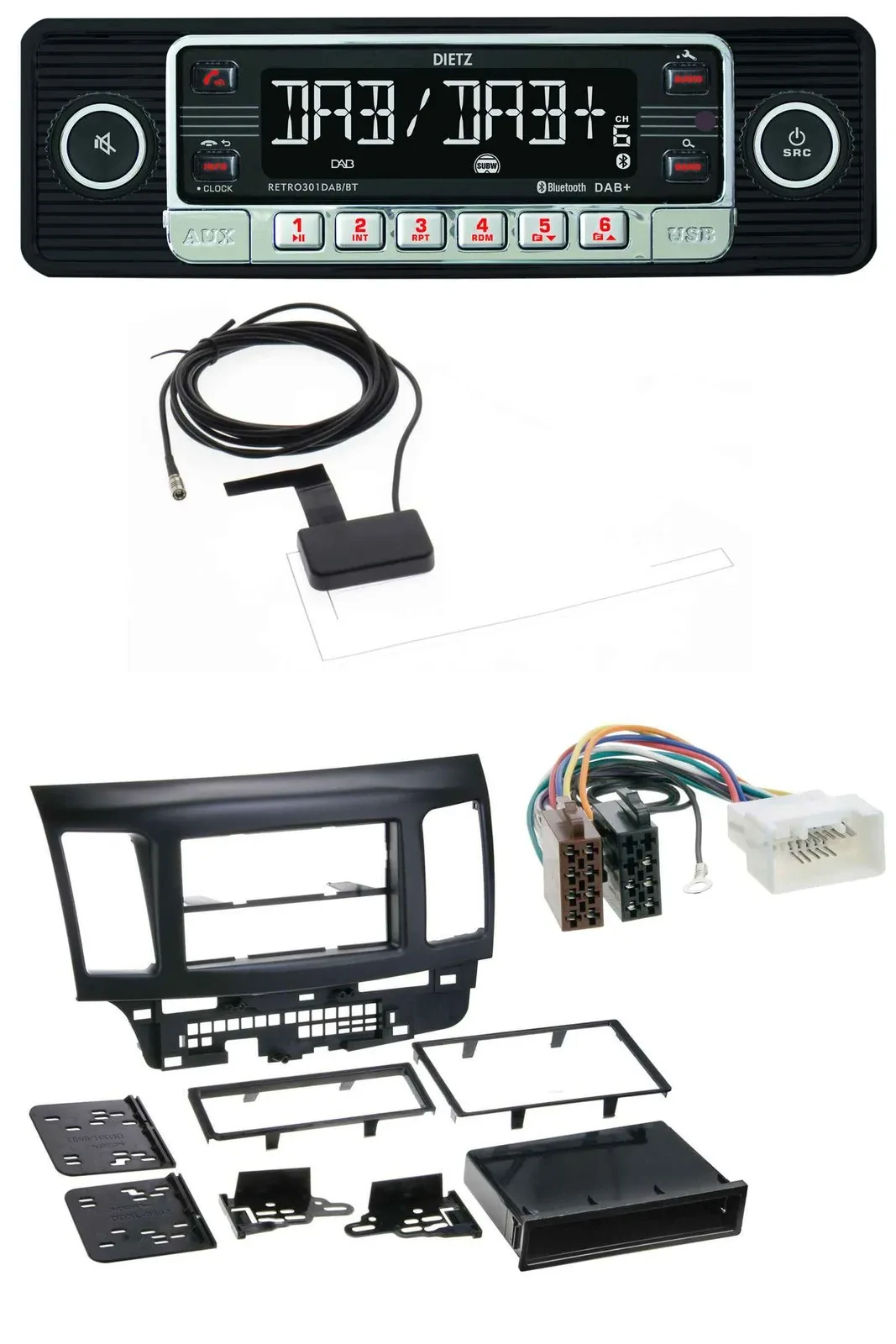 Dietz DAB Bluetooth USB MP3 Autoradio für Mitsubishi Evo Lancer (ab 2008)